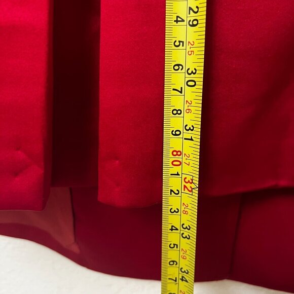 Avenue Elegant longline Red Satin Pleated Swing Jacket Coat Plus Size 26 - Picture 7 of 10